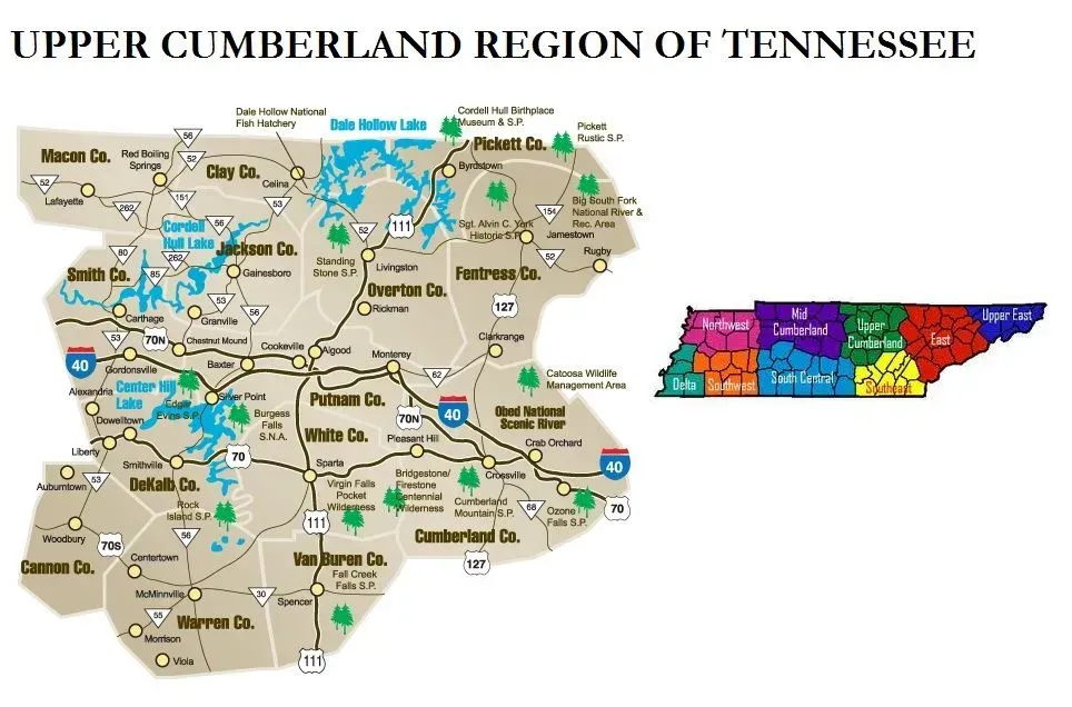 Map of Service Area in Cookeville and Upper Cumberland Region