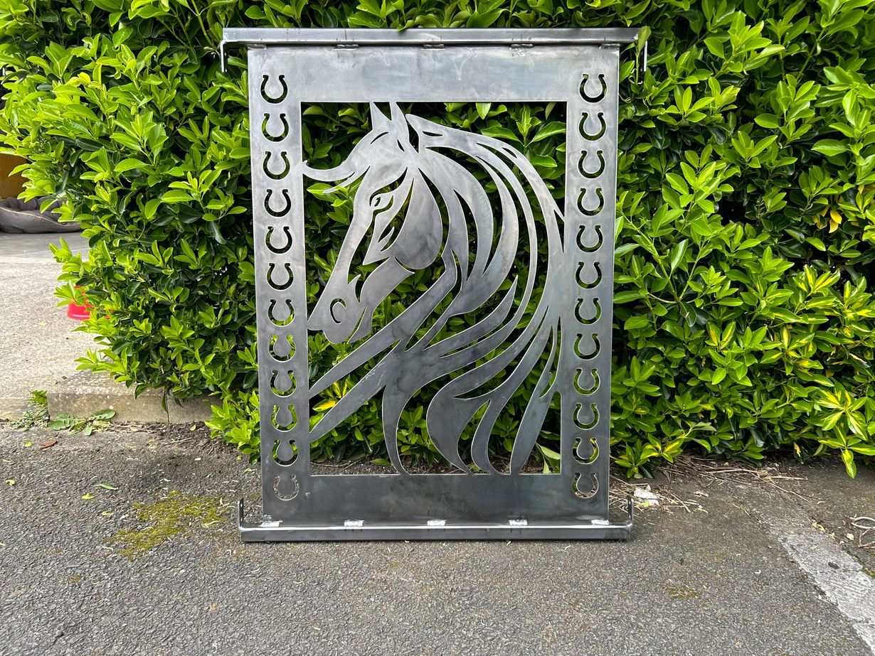 horse balustrade fence panel cnc plasma cut and welded sign