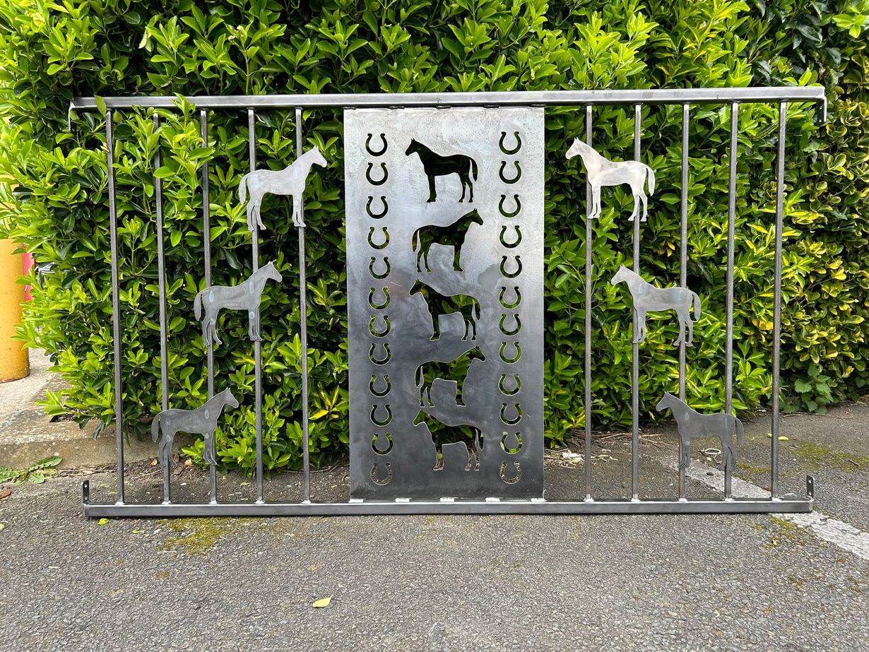 horse balustrade fence panel cnc plasma cut and welded sign