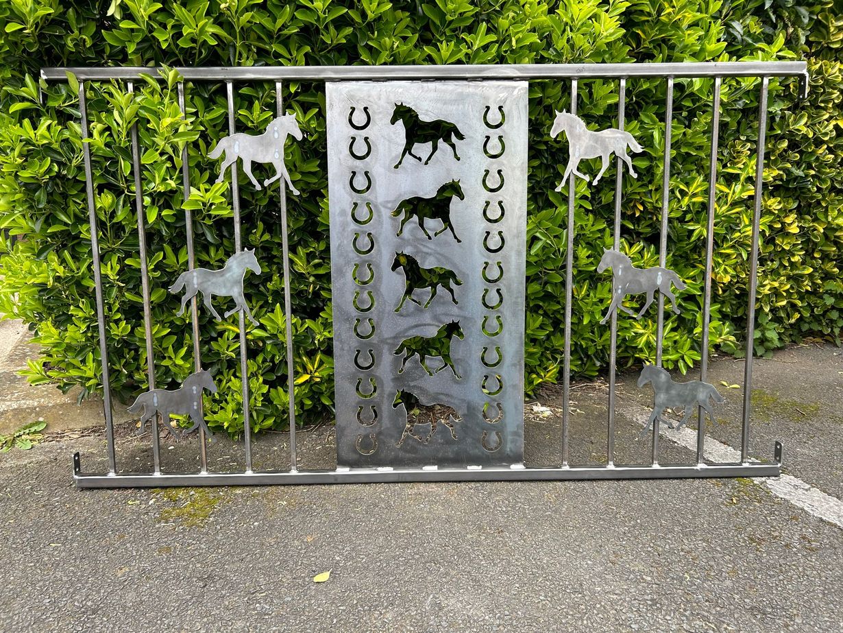 horse balustrade fence panel cnc plasma cut and welded sign