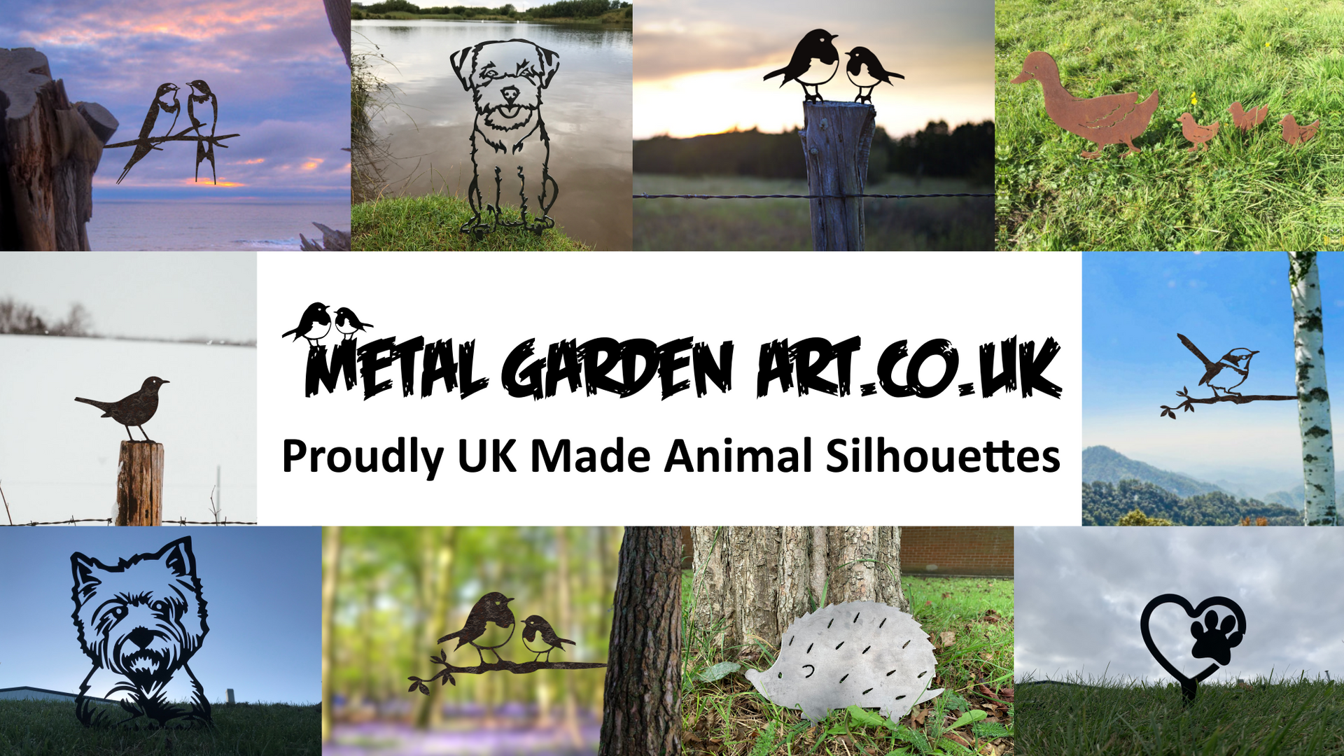 metal birds dogs steel rusty garden art plasma cut animals