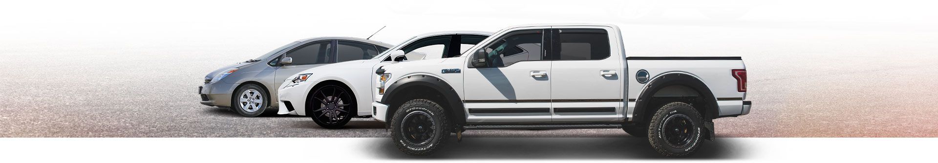 Lineup of diverse vehicle types serviced by Scotts Valley Auto