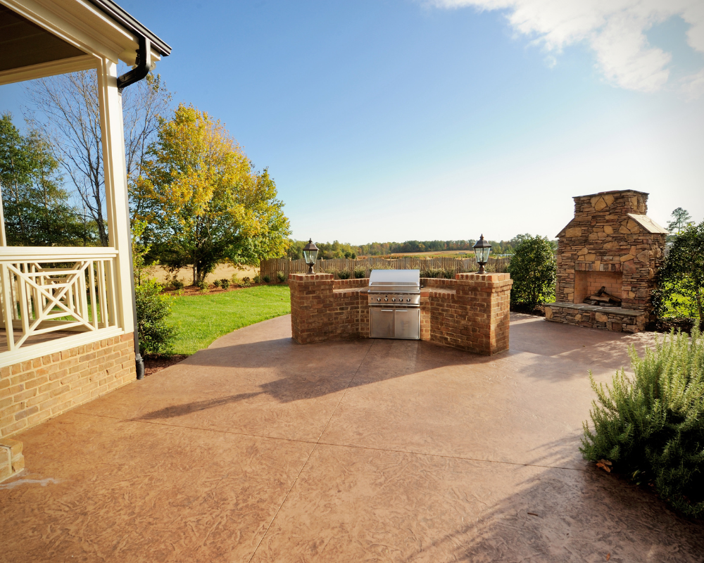 What type of finish options are available for a new concrete patio