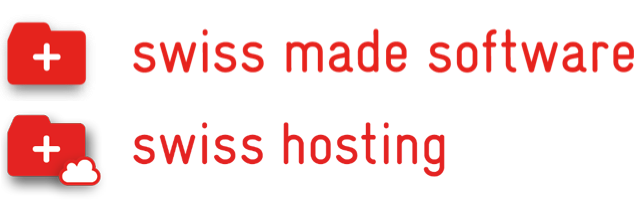 A logo for swiss made software and swiss hosting