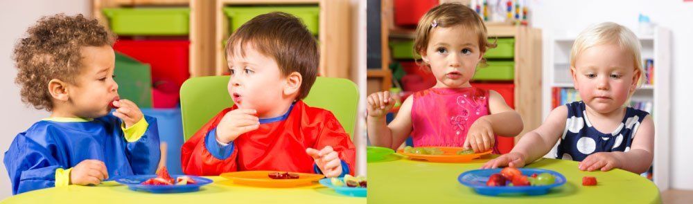 Children Eating Healthy with Toddlers and Tomatoes