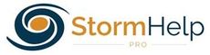 StormHelp Pro logo with orange and teal swirl icon and text on white background