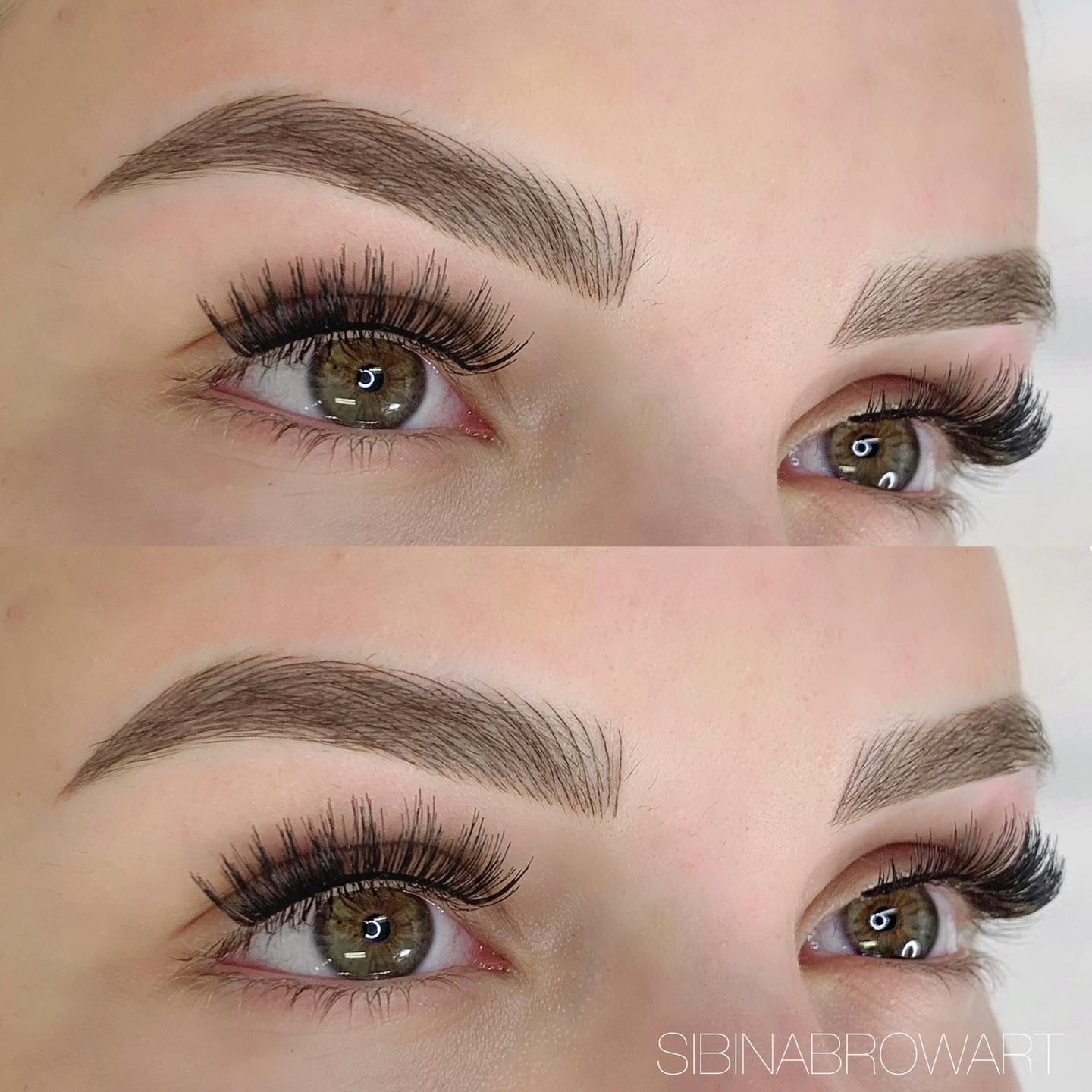 A before and after picture of a woman 's eyebrows — Sibina Cosmetic Tattoo Art In Broadbeach, QLD
