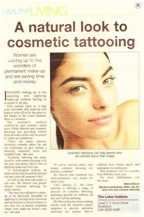 A newspaper article about a natural look to cosmetic tattooing — Sibina Cosmetic Tattoo Art In Broadbeach, QLD