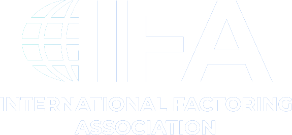 The logo for the international factories association is white on a white background.