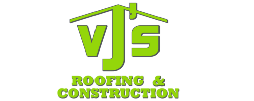 A green logo for vjs roofing and construction