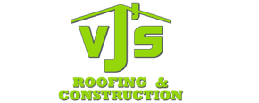 A green logo for vjs roofing and construction