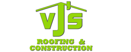 A green logo for vjs roofing and construction