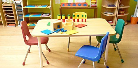 small table and colourful chairs for kids