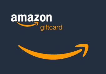 Amazon gift card on a dark blue background with the Amazon logo.
