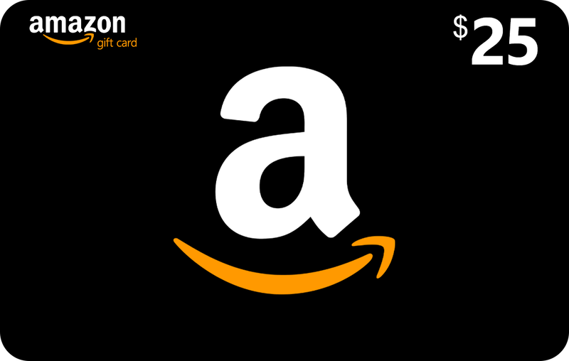 Amazon gift card, black with a white 