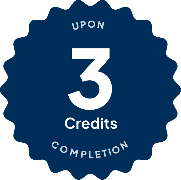 Blue badge with text: 