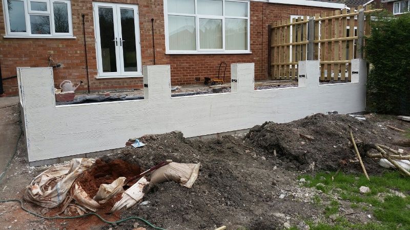 before - garden terrace walls ongoing rendering