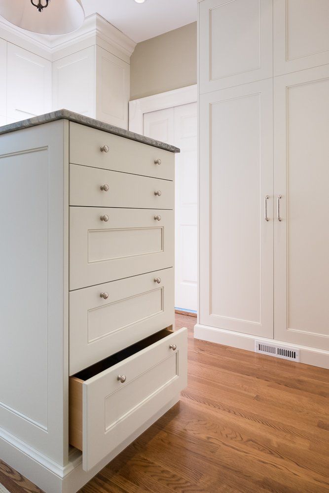 Opened doors white cabinet