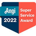 The logo for the angi super service award 2022.