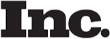 A black and white logo for inc. on a white background.