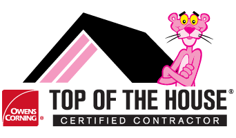 The logo for top of the house certified contractor