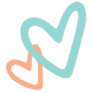 Two hearts are connected to each other on a white background.