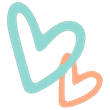 Two hearts are connected to each other on a white background.