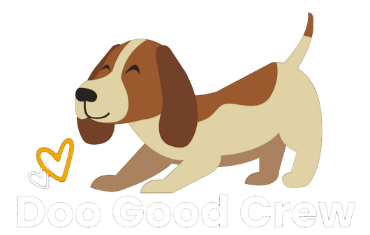 A brown and white dog is walking next to a heart.