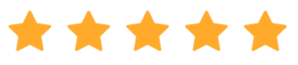 Five yellow stars are lined up in a row on a white background.