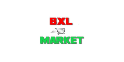 Het logo voor bxl market heeft een winkelwagentje erop.