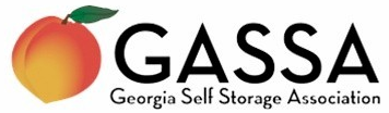 Logo for the Georgia Self Storage Association (GASSA) featuring a peach and the organization's name.