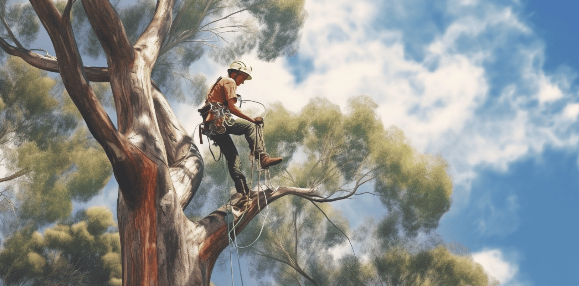 Arborist in a gum tree