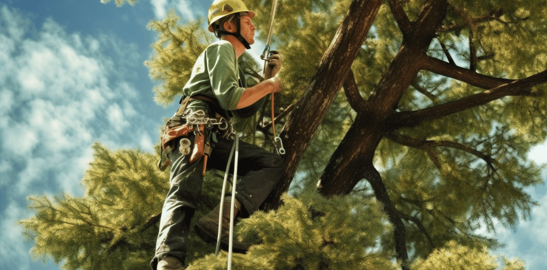 Arborist inspecting a gum tree