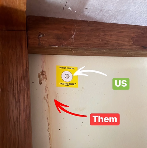 Yellow Pest Control Sticker Labeled