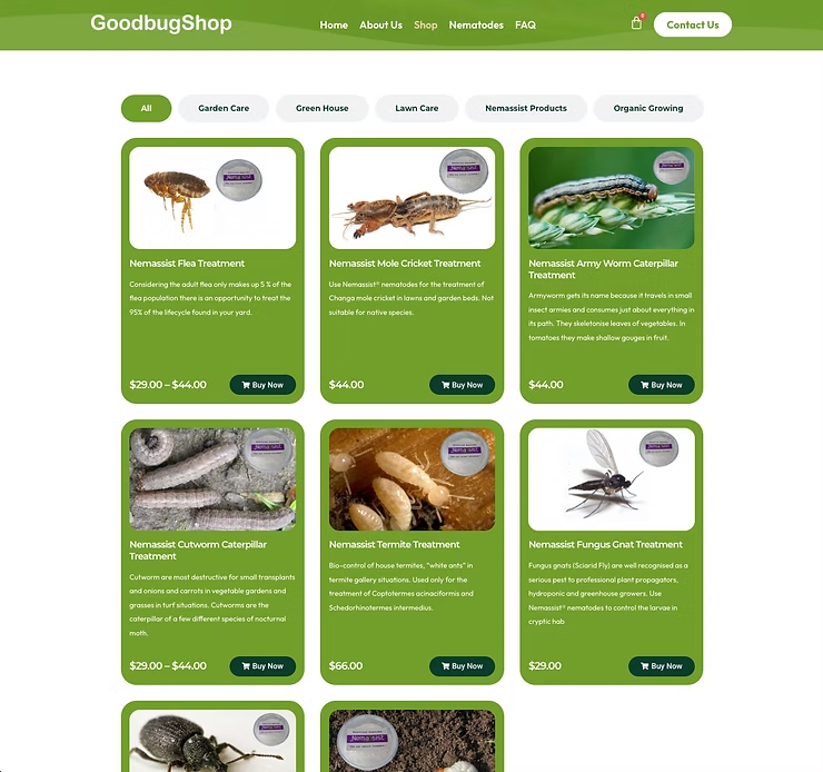 Screenshot of Good Bug Shop Product Gallery — NatureWise Pest Control In Port Macquarie, NSW