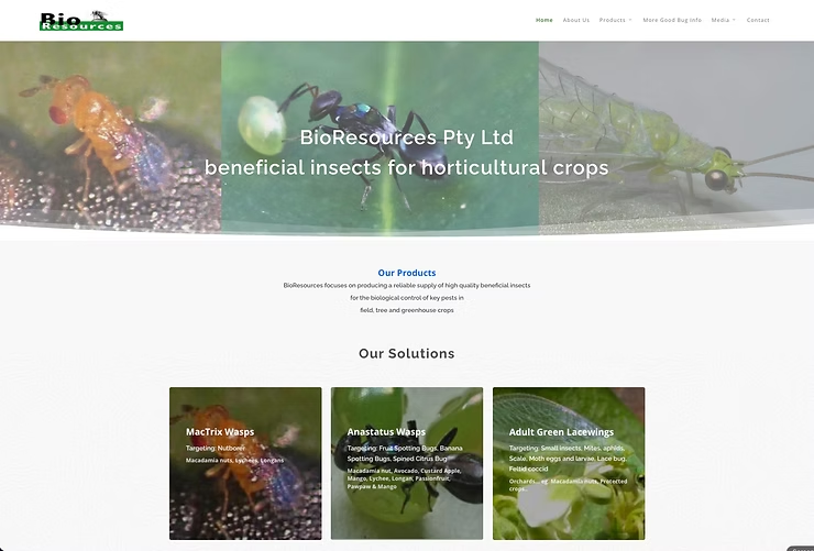 Screenshot of Homepage for BioResources — NatureWise Pest Control In Port Macquarie, NSW