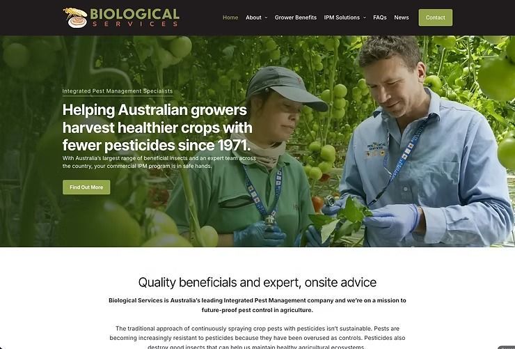 Screenshot of Biological Services Home Page — NatureWise Pest Control In Port Macquarie, NSW