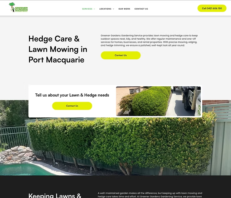 Website Promoting Hedge Care and Lawn Mowing Services — NatureWise Pest Control In Port Macquarie, NSW