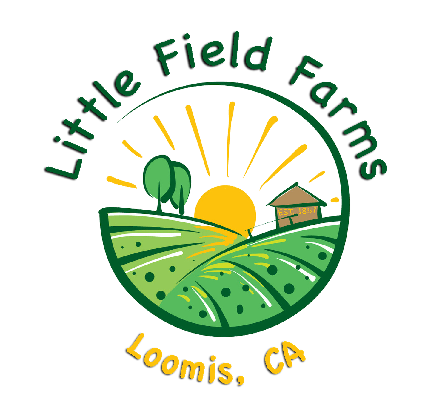 A logo for little field farms in loomis ca