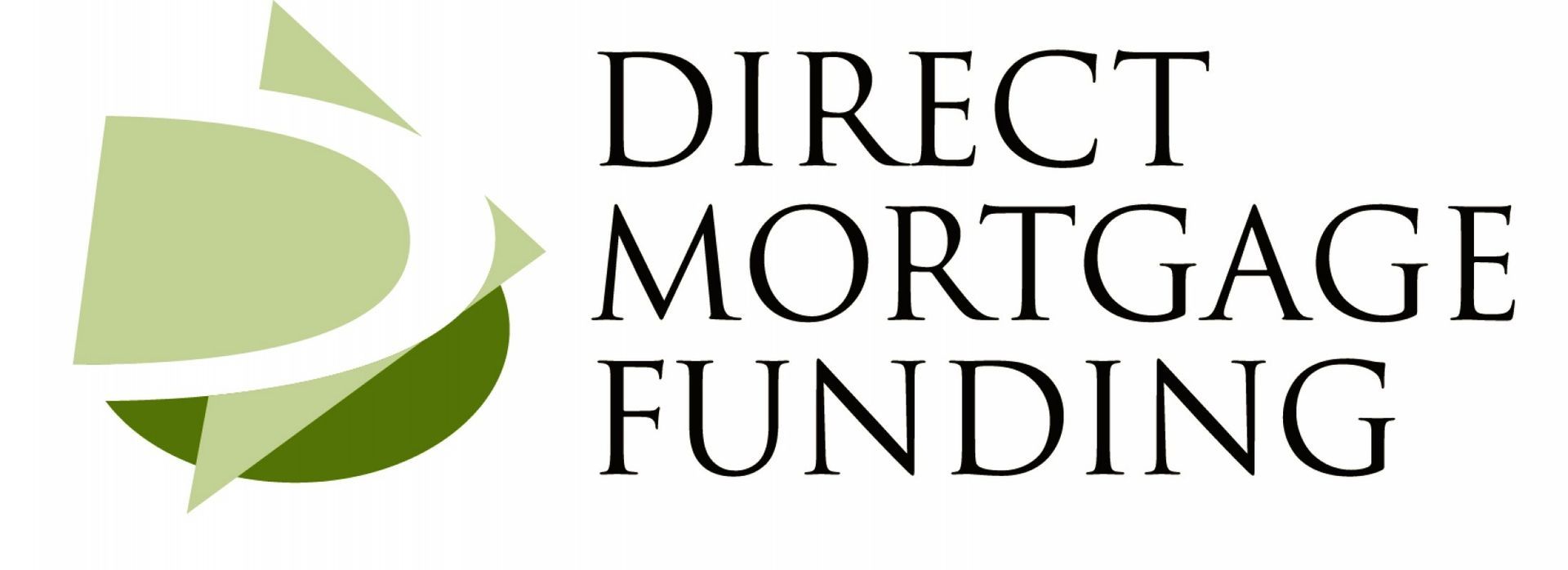 A logo for direct mortgage funding with a green arrow.