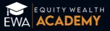 A logo for the equity wealth academy with a graduation cap on it.