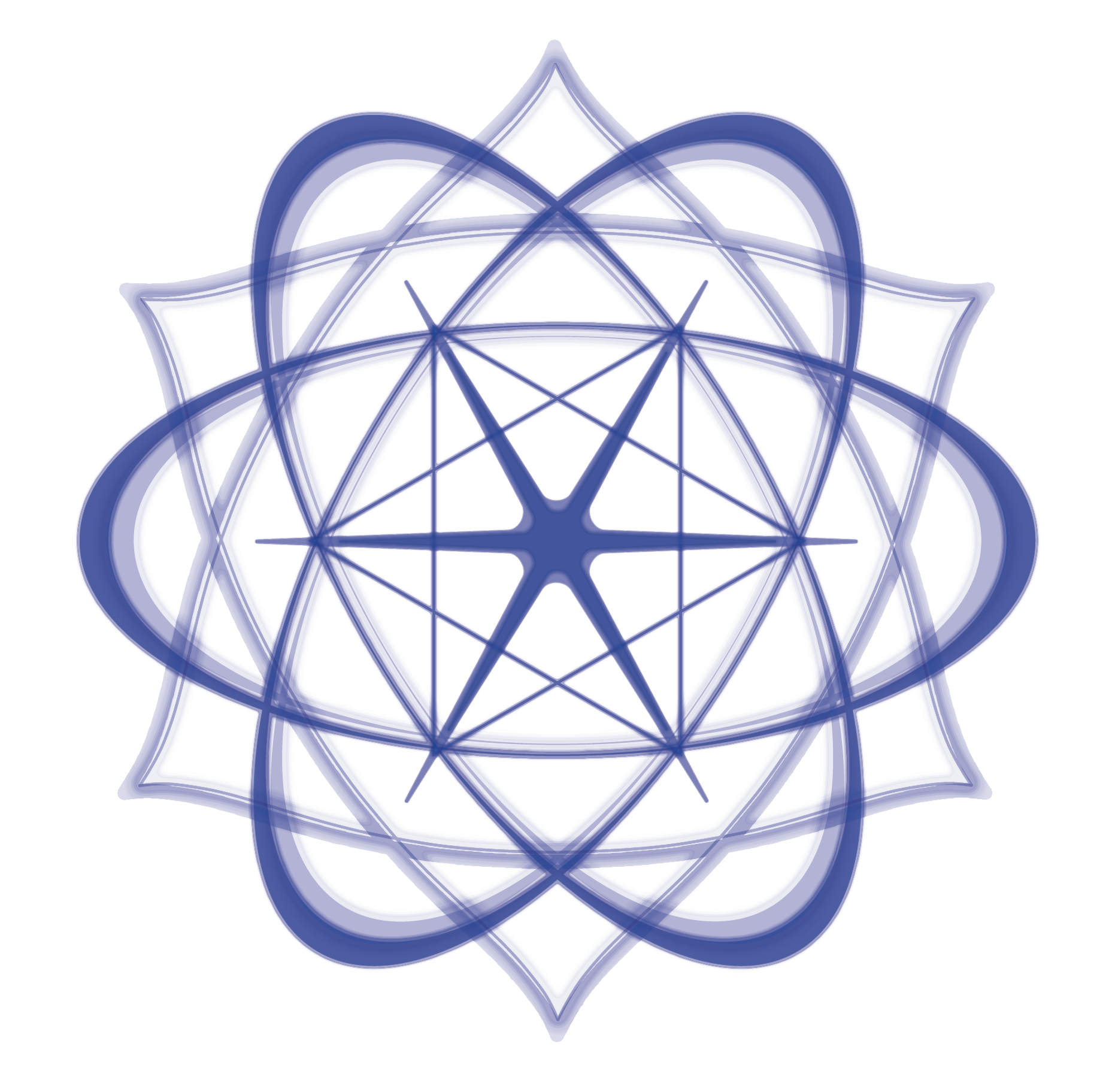 A blue and white geometric design with a star in the center