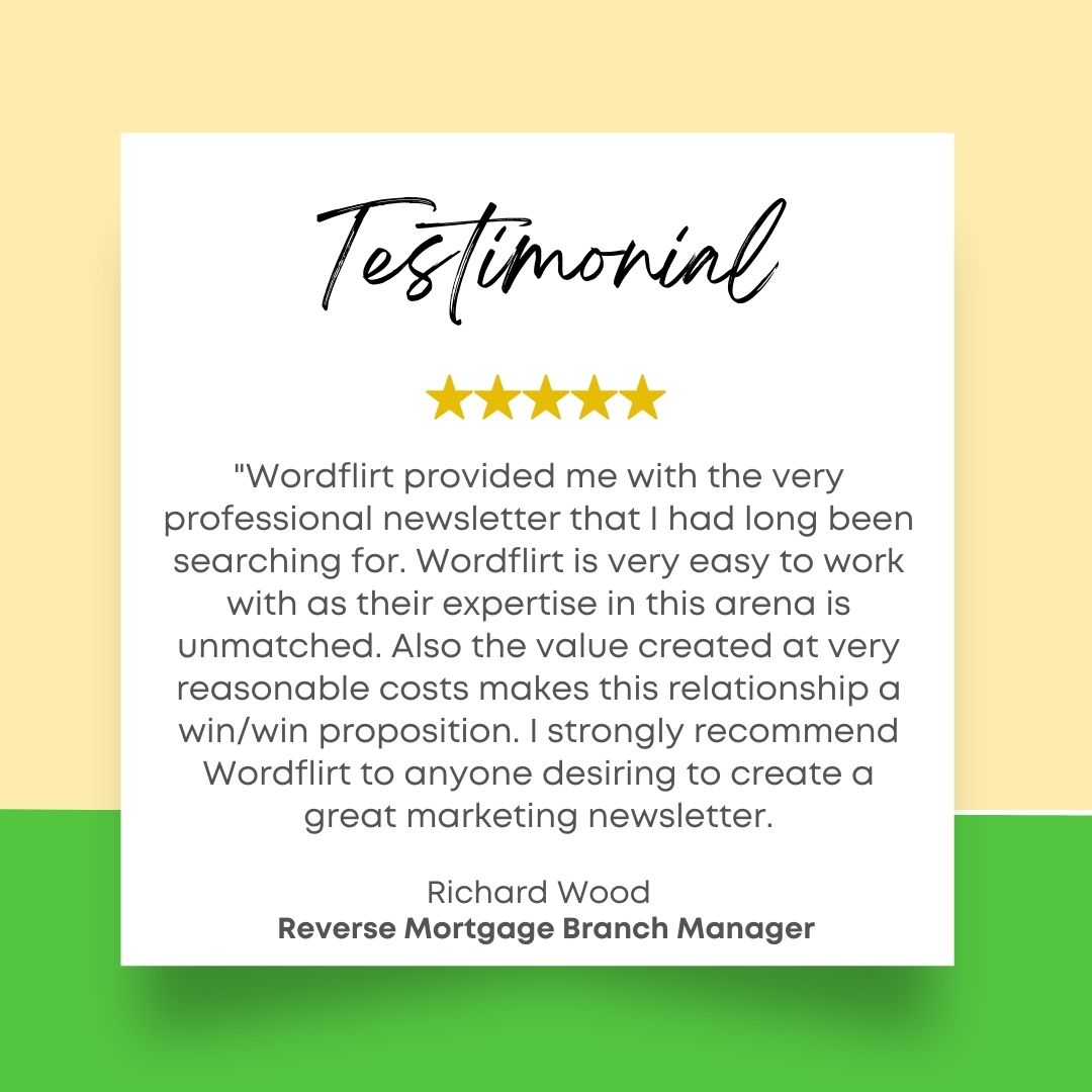 It is a testimonial from a reverse mortgage branch manager.