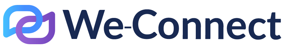 A close up of a we connect logo on a white background.