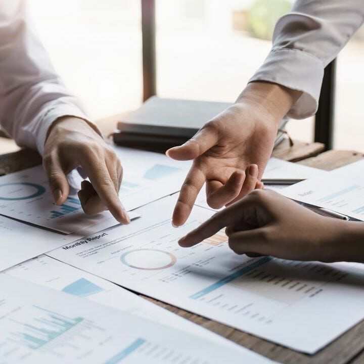 analytic charts on table