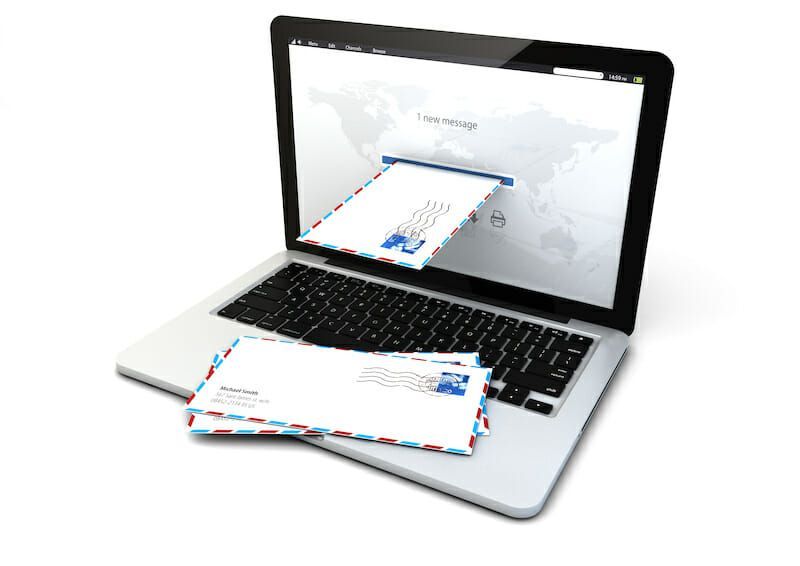 computer with letters