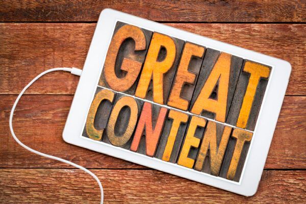 great content in wood type on tablet great content words on tablet