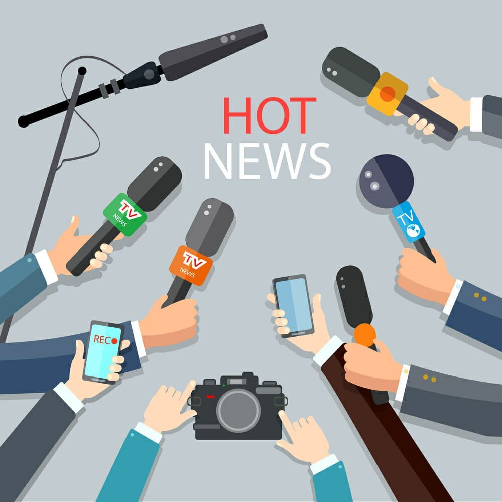 hot news illustration with microphones camera