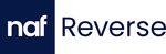 Naf Reverse logo on a blue and white background