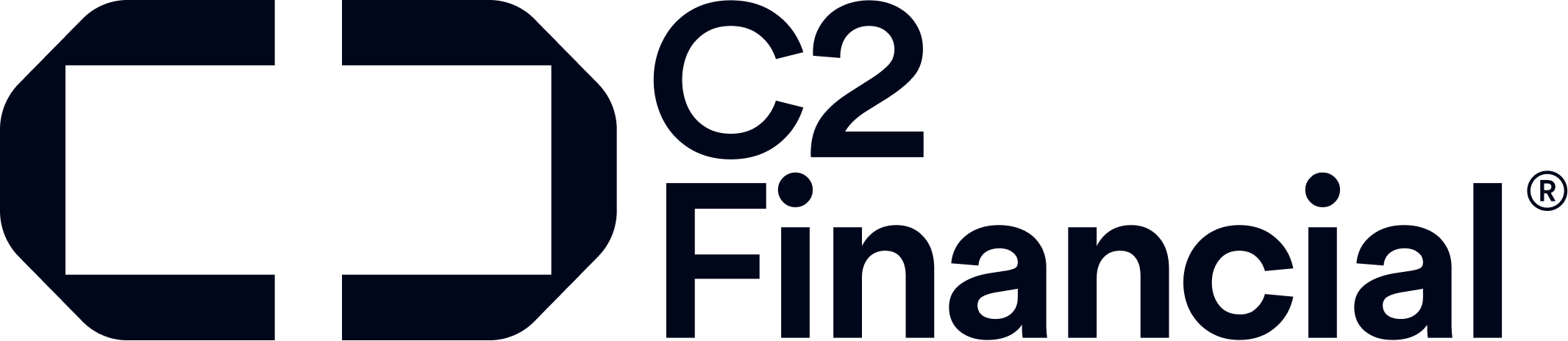 A black and white logo for c2 financial